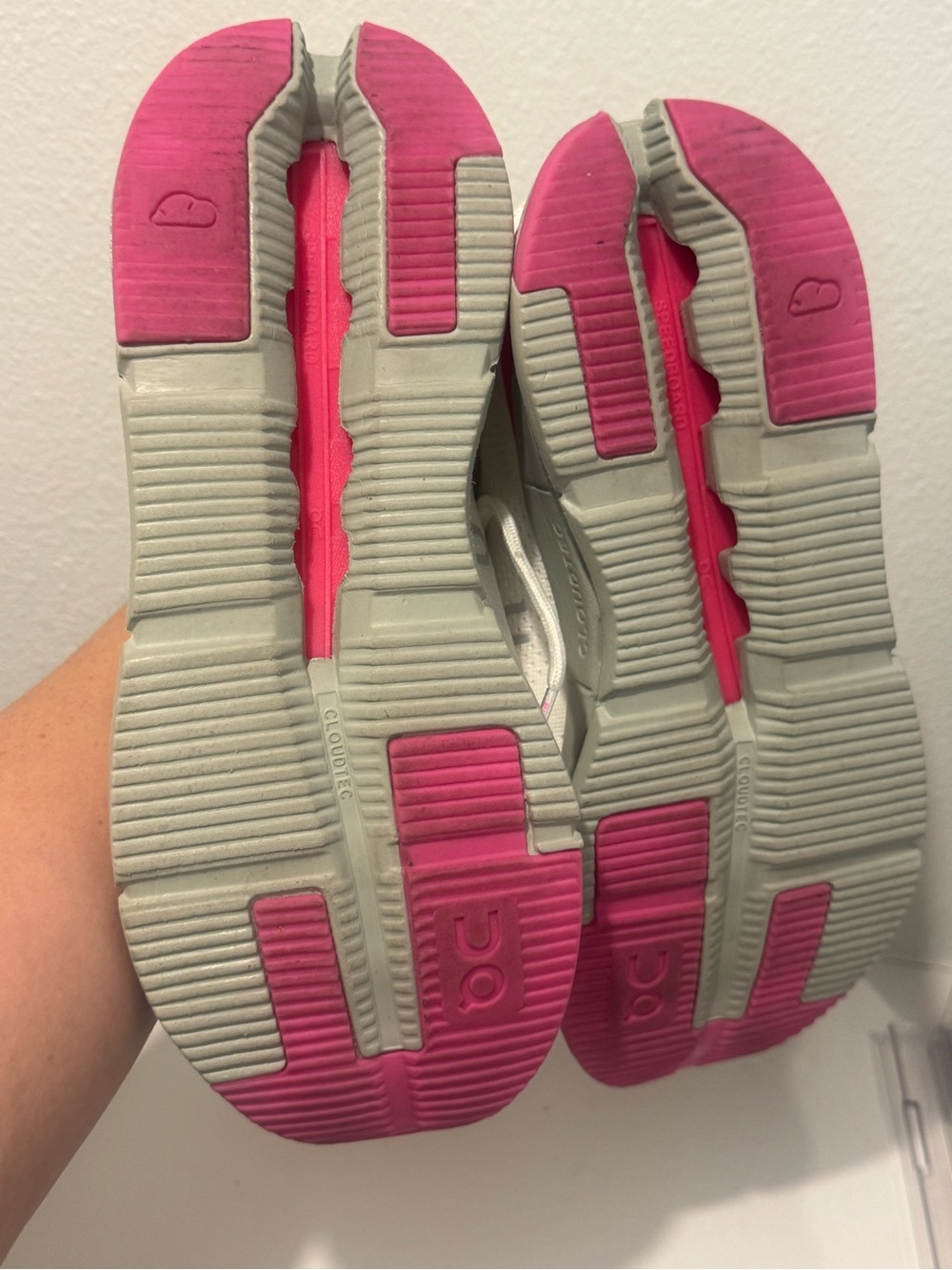 On Running Women's White and Pink Sneakers - Picture 3 of 3